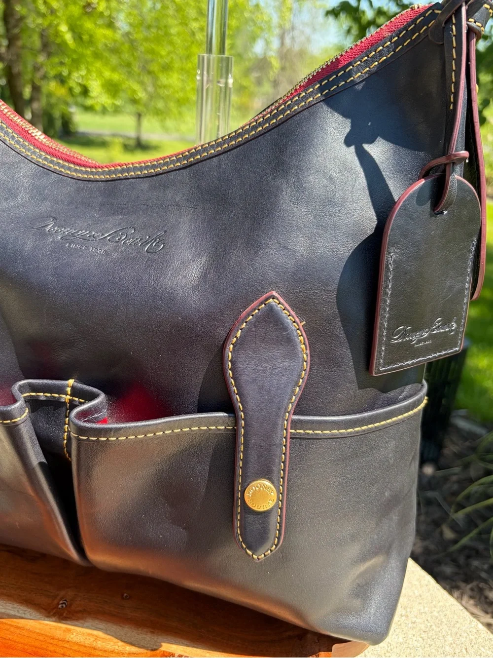 Dooney & Bourke Medium Lucy Navy Blue Florentine Leather Hobo NWT